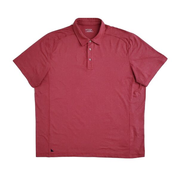 Untuckit Polo Shirt Mens Size‎ 2XL Red Stretch Wicking Short Sleeve Casual 31436 - Picture 1 of 7